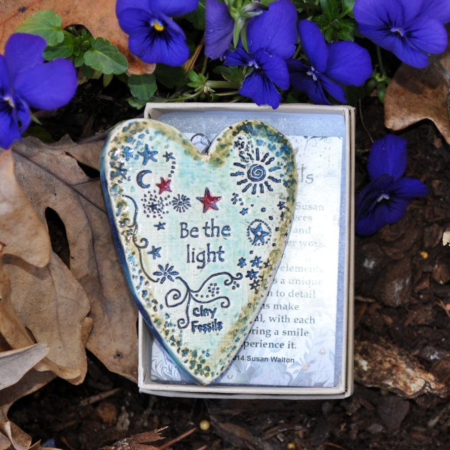 Clay Fossils Clay Fossils Be The Light Handmade Pottery Heart Memento - Little Miss Muffin Children & Home