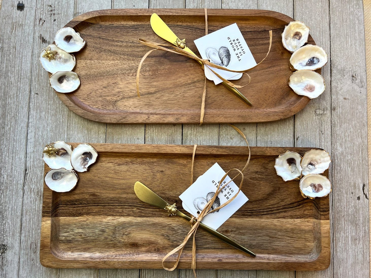 Ten Twenty Six Designs Rectangle Wood Tray with Oysters - Little Miss Muffin Children & Home