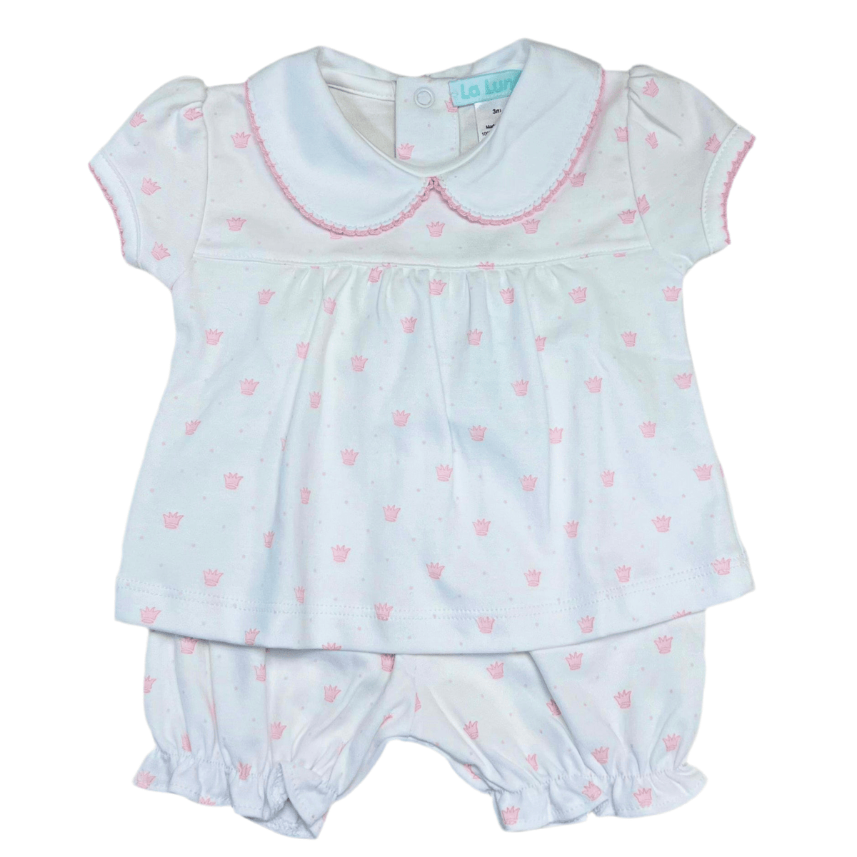 Lulu Bebe Lulu Bebe Sue Pima Pink Crown Bloomer Set - Little Miss Muffin Children & Home
