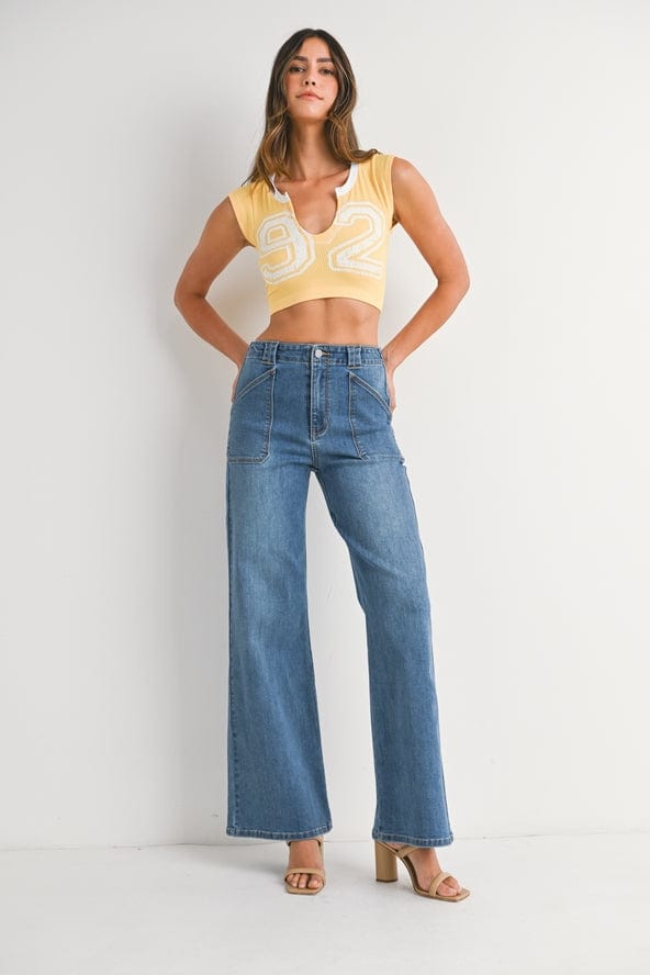 Just Black Patch Pocket Wide Leg Flare Jeans - Little Miss Muffin Children & Home