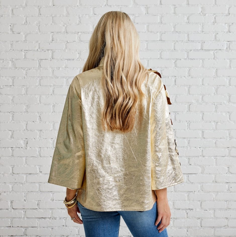 Caryn Lawn Caryn Lawn Audrey Vegan Leather Top Champagne - Little Miss Muffin Children & Home