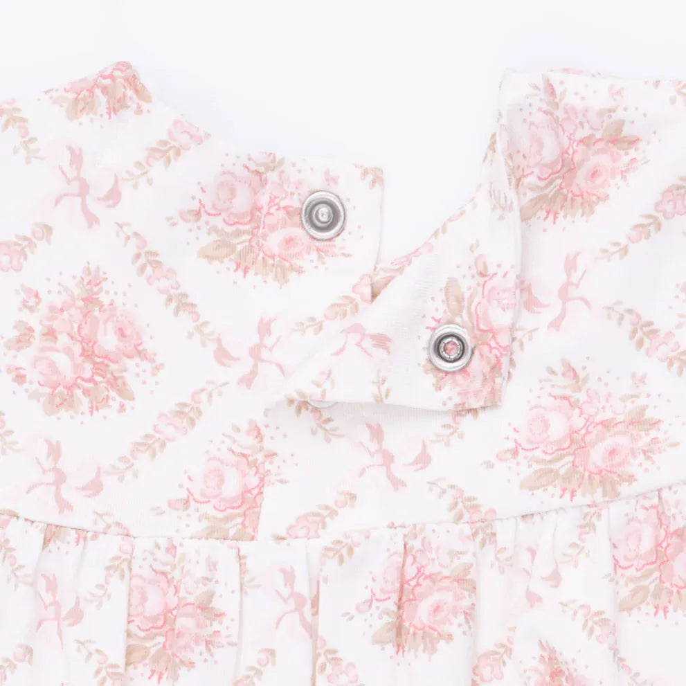 Angel Dear Rose Bow Lattice Smocked Long Sleeve Romper - Little Miss Muffin Children & Home