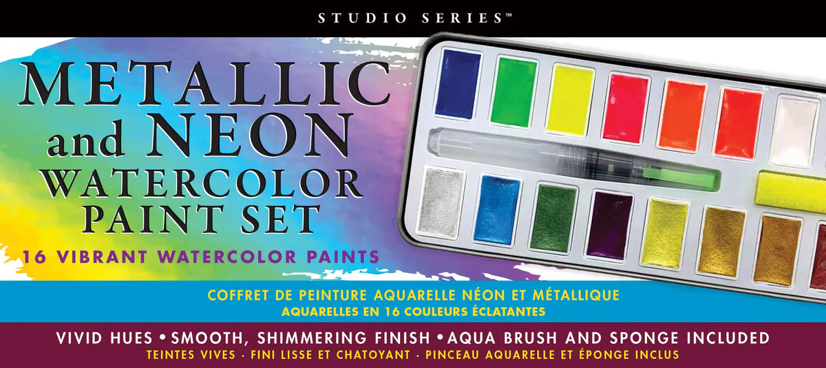 Peter Pauper Press Studio Series Metallic & Neon Watercolor Paint Set - Little Miss Muffin Children & Home
