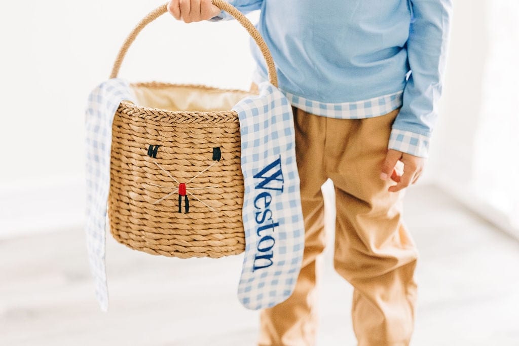 Sugar Bee Clothing Sugar Bee Clothing Gingham Kids Easter Basket - Easter Bunny Ears - Little Miss Muffin Children & Home