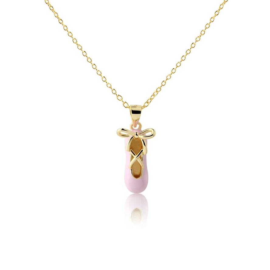 Cherished Moments Girls 14K Gold-Plated Pink Ballet Slipper Necklace 14" - Little Miss Muffin Children & Home