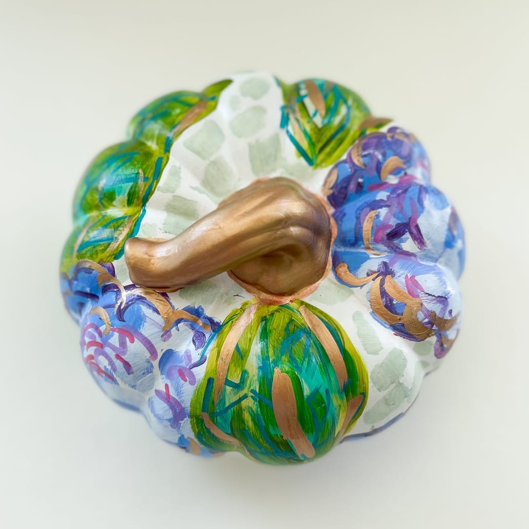 Jessica Reynolds Art Blue Hydrangea Floral Pumpkin - Little Miss Muffin Children & Home