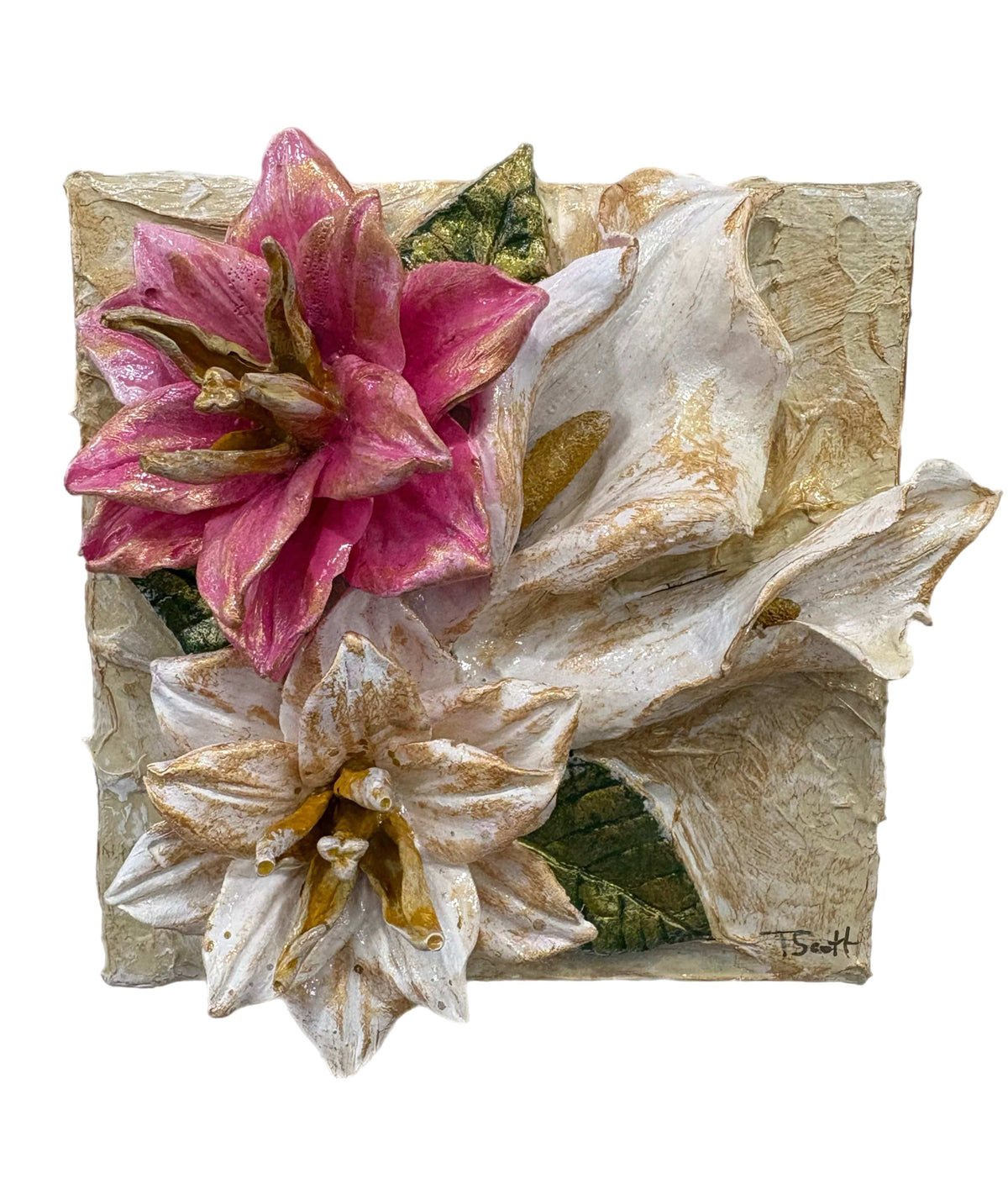 TamScottArt 6x6 Clay Floral Lilies Bouquet Artwork - Little Miss Muffin Children & Home