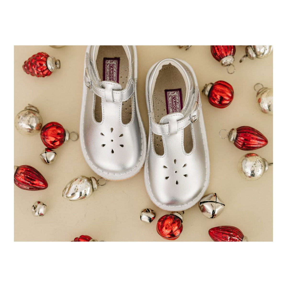 L'Amour Shoes L'Amour Joy Metallic Leather T-Strap Mary Jane in Silver - Little Miss Muffin Children & Home