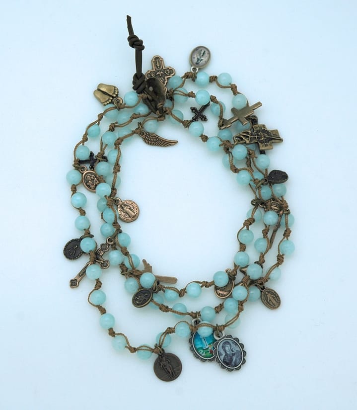 Aquamarine Gemstone Wrap Bracelet or Necklace