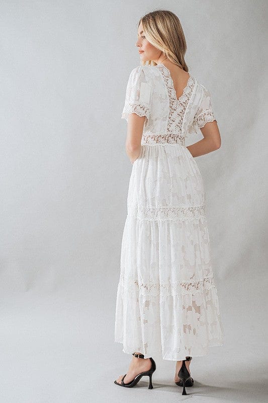 Fashion Week Floral Lace Trim Maxi Dress, Ivory - Little Miss Muffin Children & Home