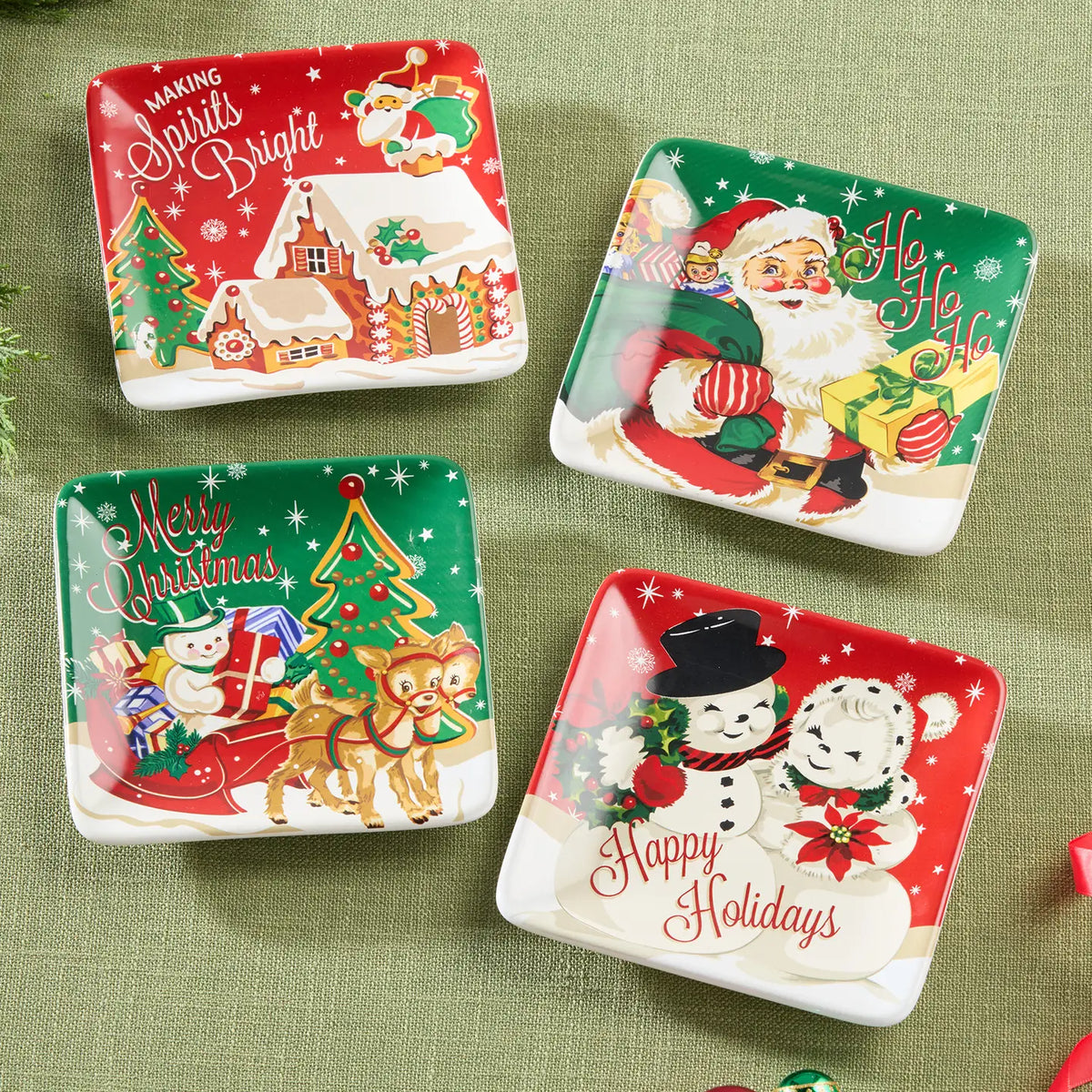 Certified International Santa's Retro Christmas 6" Canape Plate, 4 Available Styles - Little Miss Muffin Children & Home