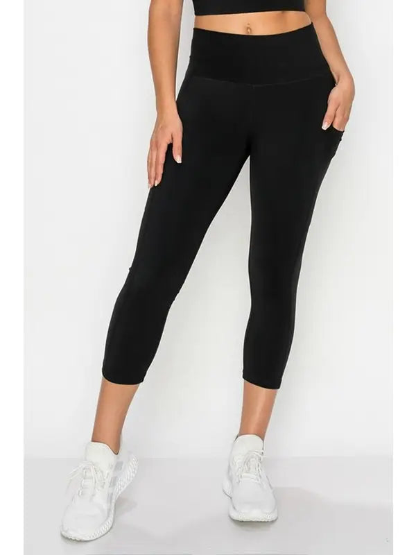 Yelete Super Soft Capri Leggings with Pockets in Black - Little Miss Muffin Children & Home