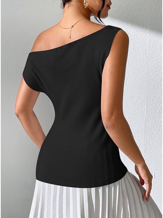 Rosa Clothing Rosa Clothing One-Shoulder Sleeveless Knit Top in Black - Little Miss Muffin Children & Home