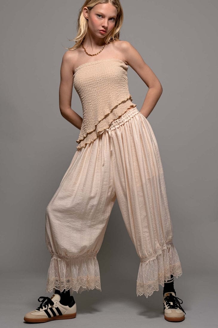 Urban Daizy Lace-Trimmed Cropped Bloomer Pants in Ivory - Little Miss Muffin Children & Home