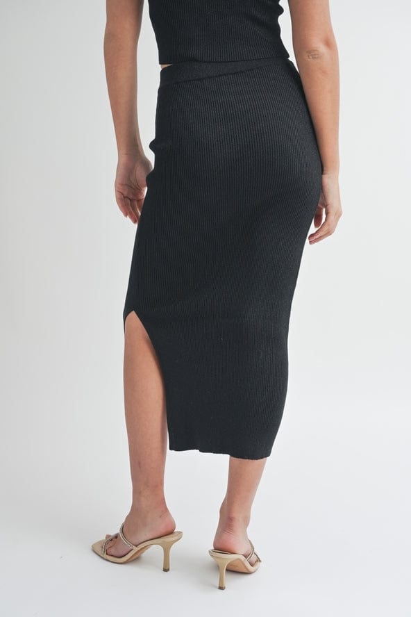 Miou Muse Metallic Knit Skirt in Black - Little Miss Muffin Children & Home