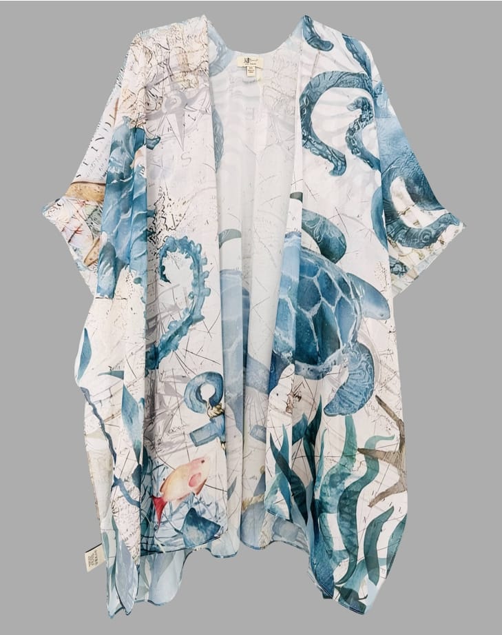 JC Sunny Fashion Sea Turtle, Seahorse & Octopus Ocean Spirit Kimono - Little Miss Muffin Children & Home