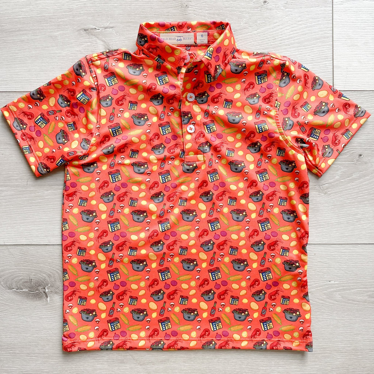 Bald Head Blues Crawfish Boil All-Over Print on Coral Youth Albatross Polo - Little Miss Muffin Children & Home