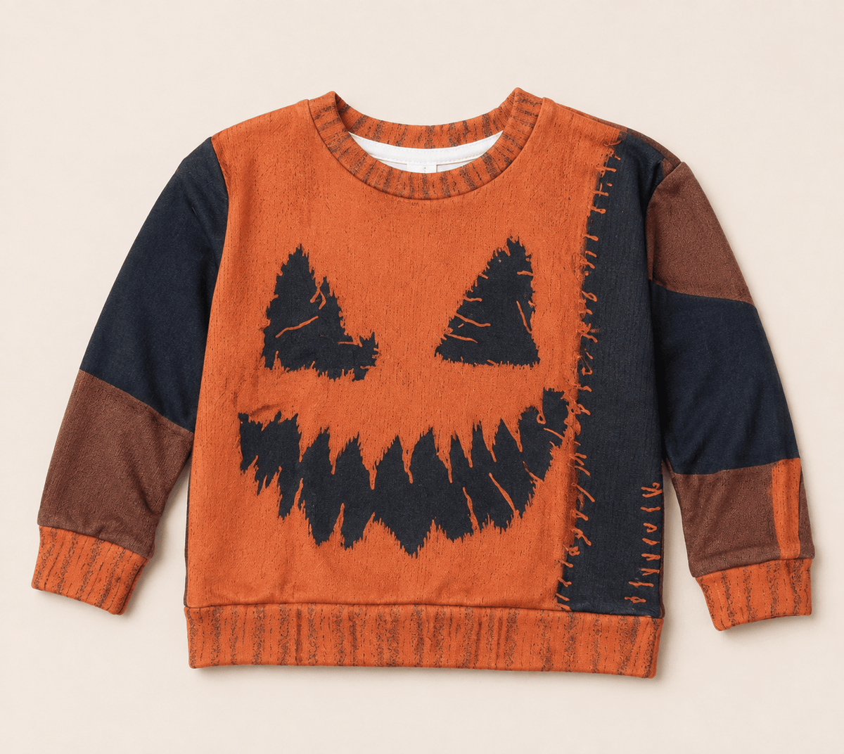 Sheer Trend Pumpkin Face 3D Print Sweatshirt - Little Miss Muffin Children & Home