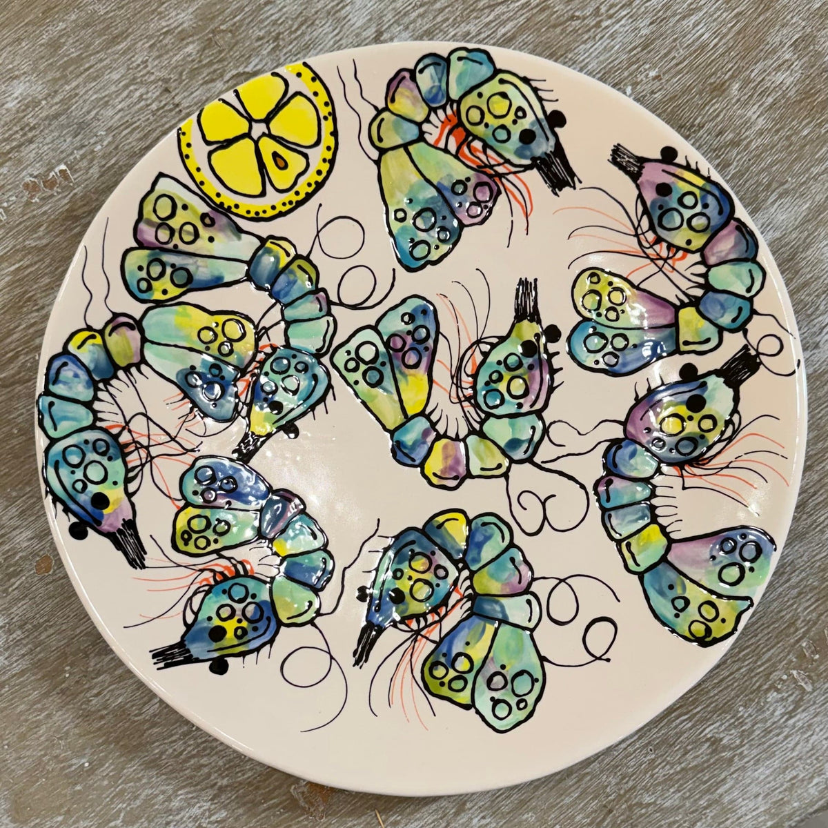 Jan Salzer Art Jan Salzer Rainbow Shrimp Plate - Little Miss Muffin Children & Home