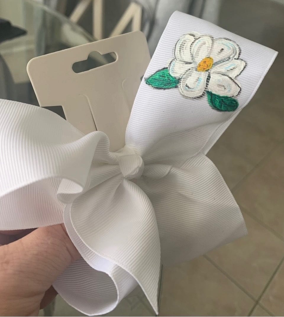 Magnolia Hand Painted Bow Double Glitter