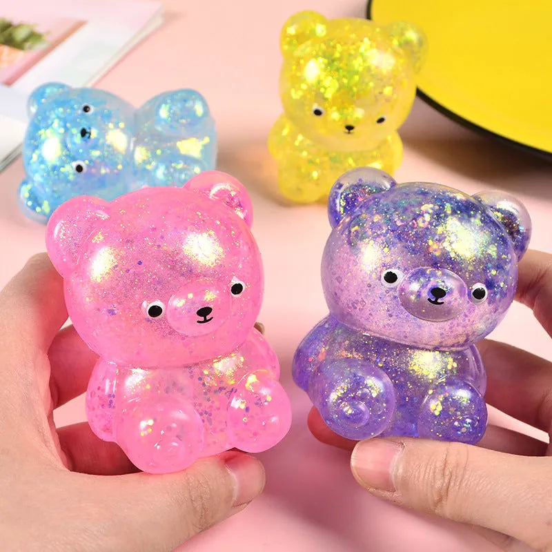 Auraquise Large Sequin Bear Cartoon Squishy Toy Slow Rising Stress Relief Squeeze Toy, 4 Available Colors - Little Miss Muffin Children & Home