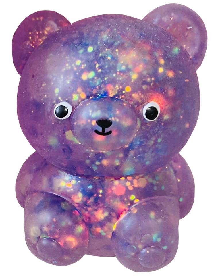 Streamline Glitter Bear Squishy Toy for Kids | Sparkly Stress Relief Squeeze Toy, 4 Colors - Little Miss Muffin Children & Home