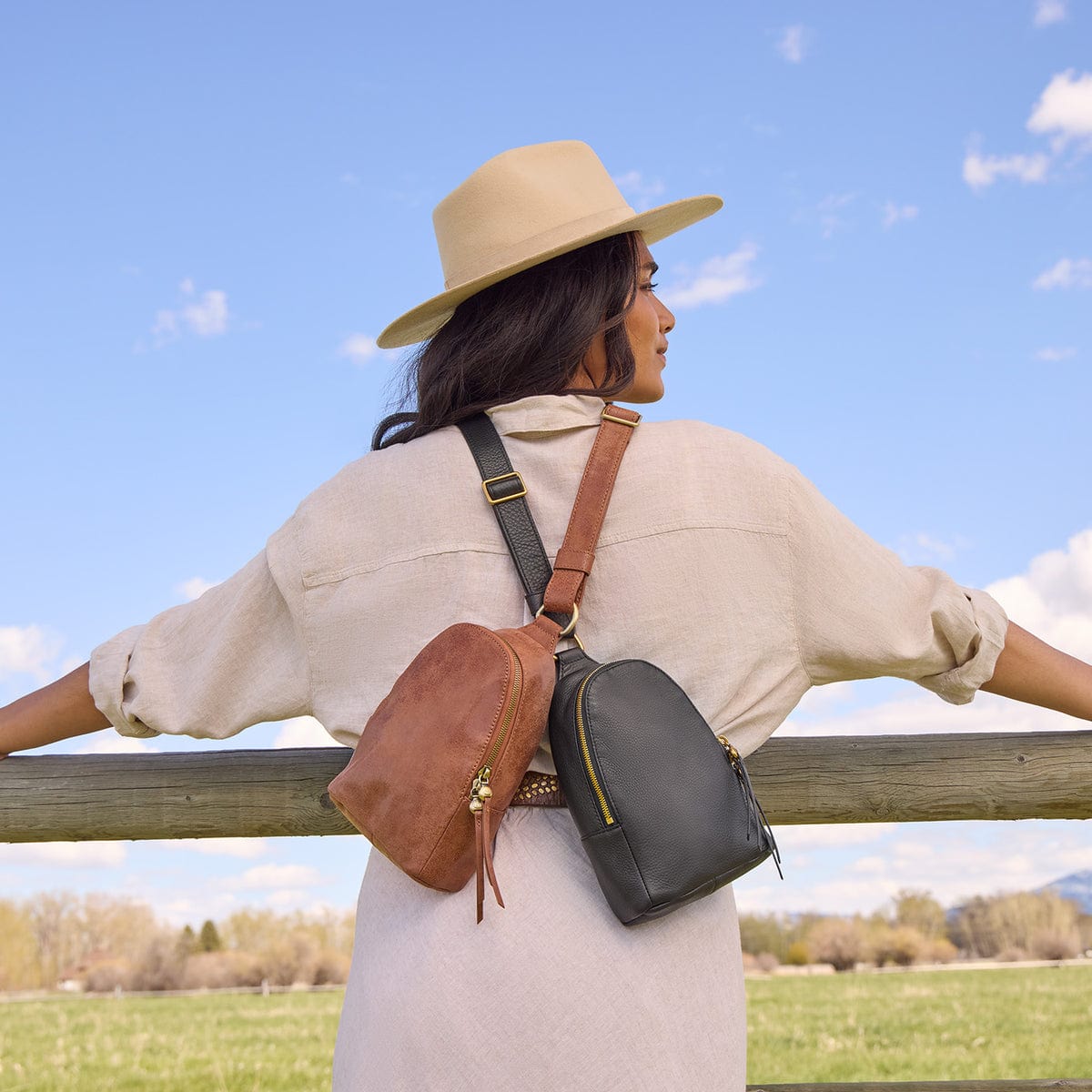 Hobo Fern Sling in Smooth Leather with Multi Stitch - Burnished Saddle - Little Miss Muffin Children & Home