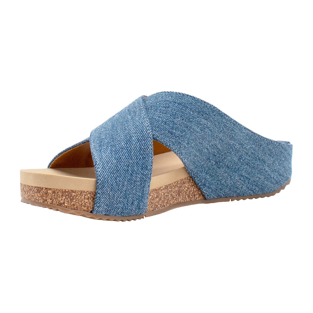 Volatile Volatile Ablette Linen Criss Cross Slide Sandals in Denim - Little Miss Muffin Children & Home