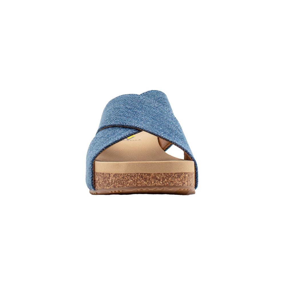 Volatile Volatile Ablette Linen Criss Cross Slide Sandals in Denim - Little Miss Muffin Children & Home