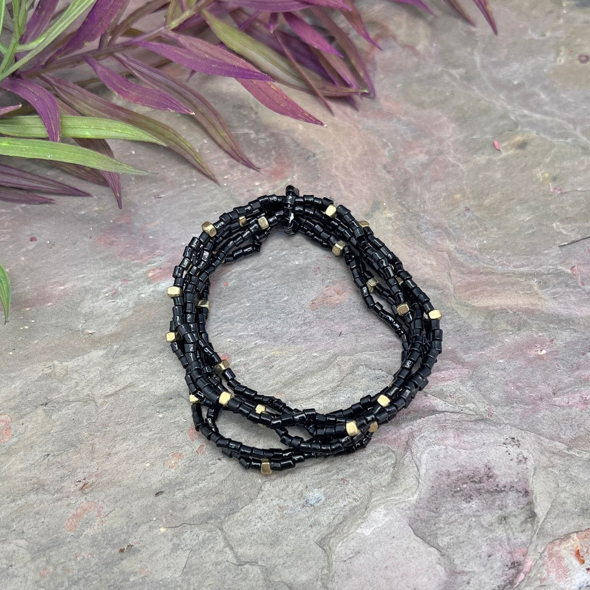 Anju Jewelry Seed-Bead Stretchy Bunch Bracelets – Lush Onyx - Little Miss Muffin Children & Home
