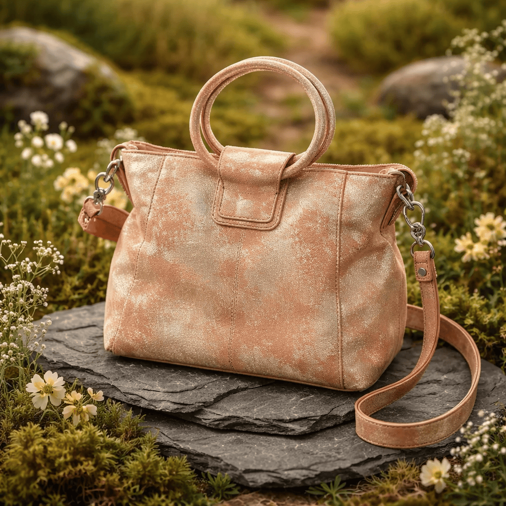 Hobo Sheila Medium Satchel In Metallic Leather Saddle Stardust - Little Miss Muffin Children & Home