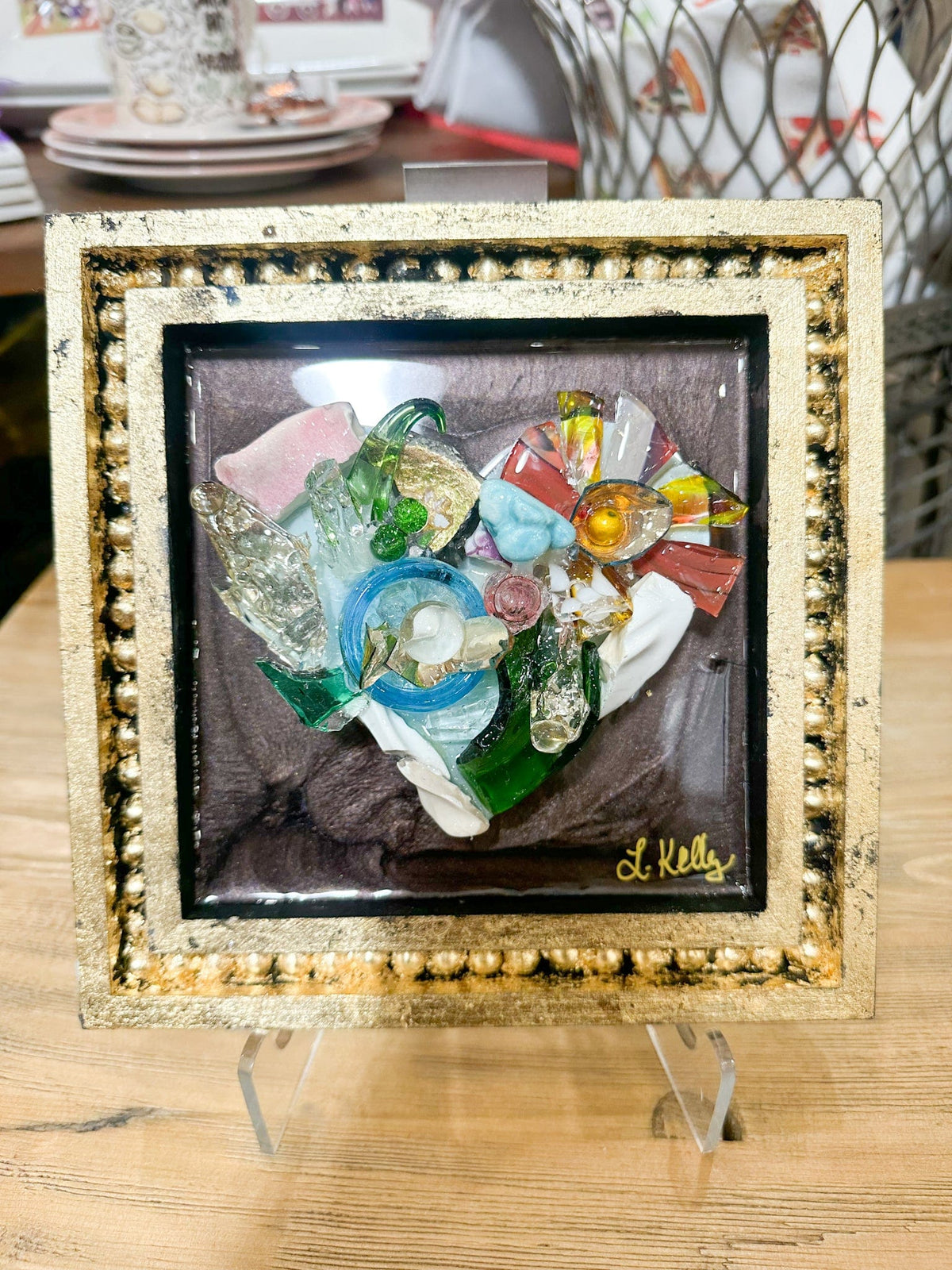 Laurie Kelly Art Studio Gold Framed Heart Art 6x6 - Little Miss Muffin Children & Home