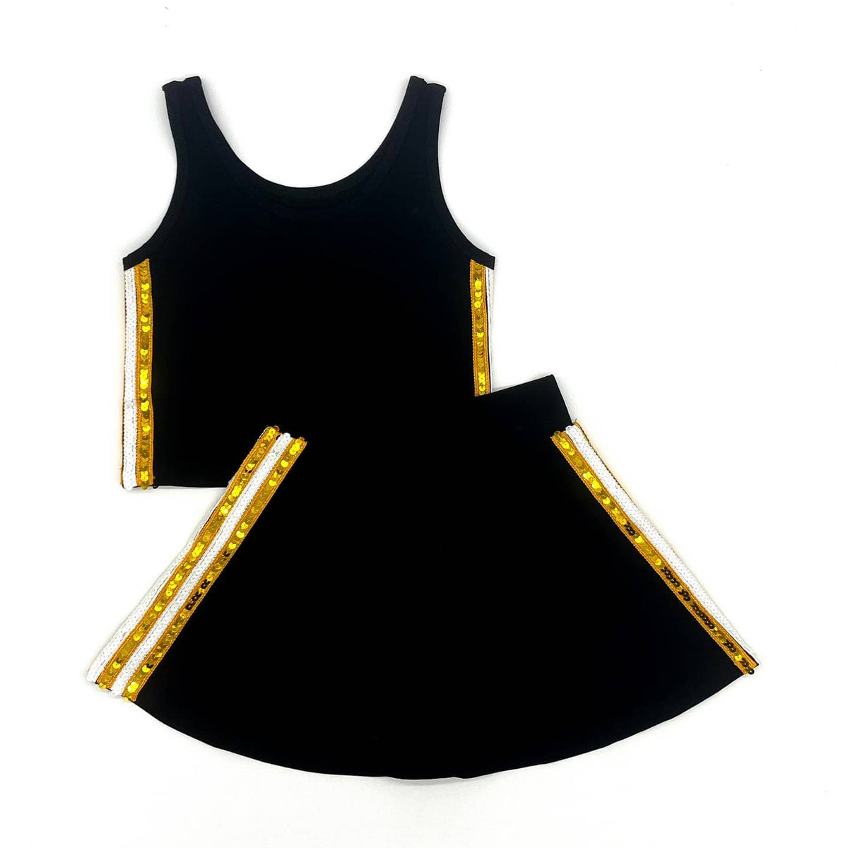 Black & Gold Sequin Side Skirt Set