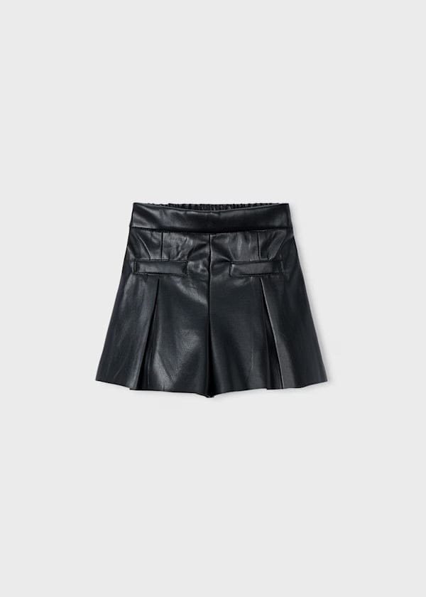 Girls black leather shorts