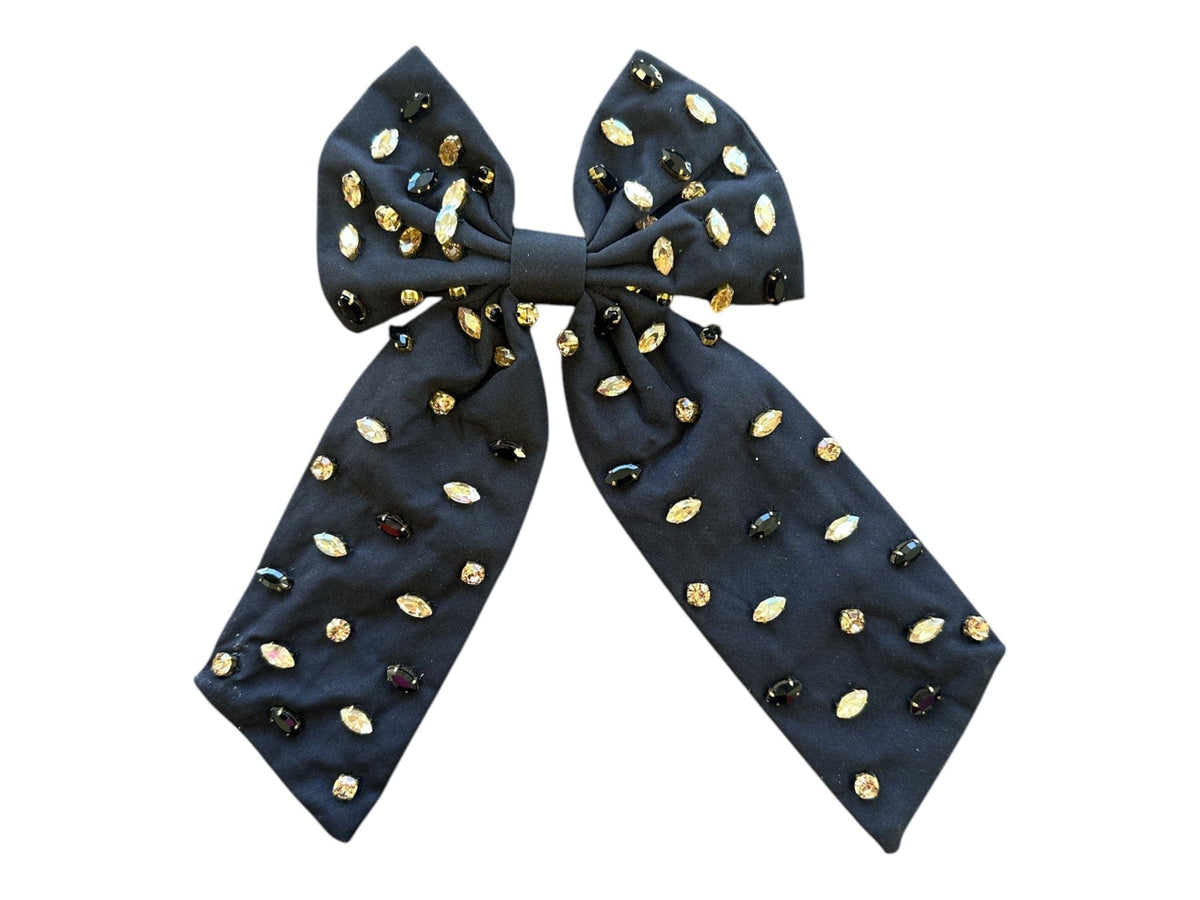 Golden Lily Black & Gold Rhinestone Bow - Little Miss Muffin Children & Home