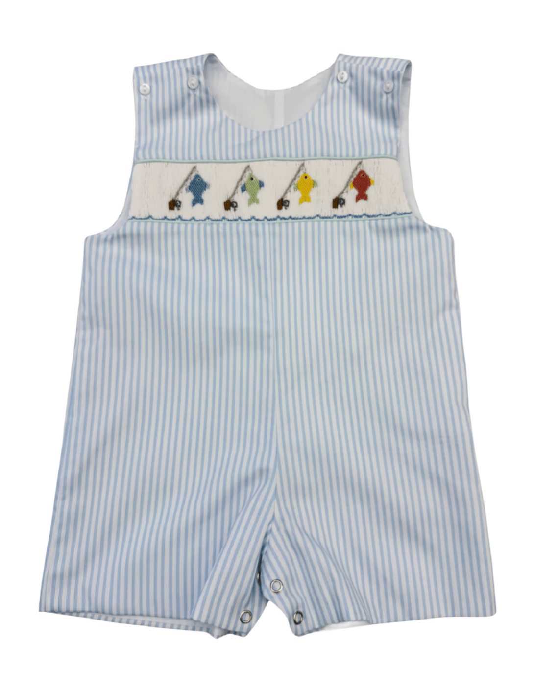 Lulu Bebe Pete Go Fish Smocked Shortall - Little Miss Muffin Children & Home