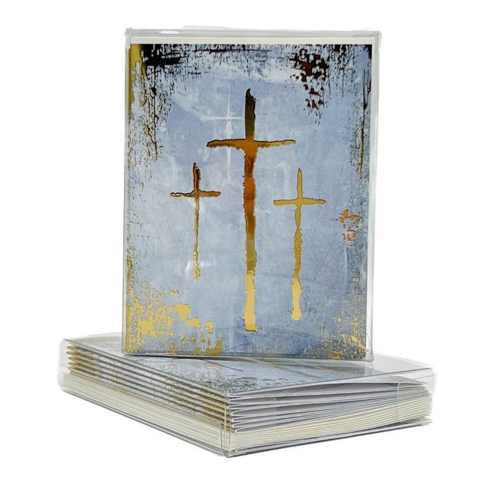 Blue Golden Crosses Folded Notes