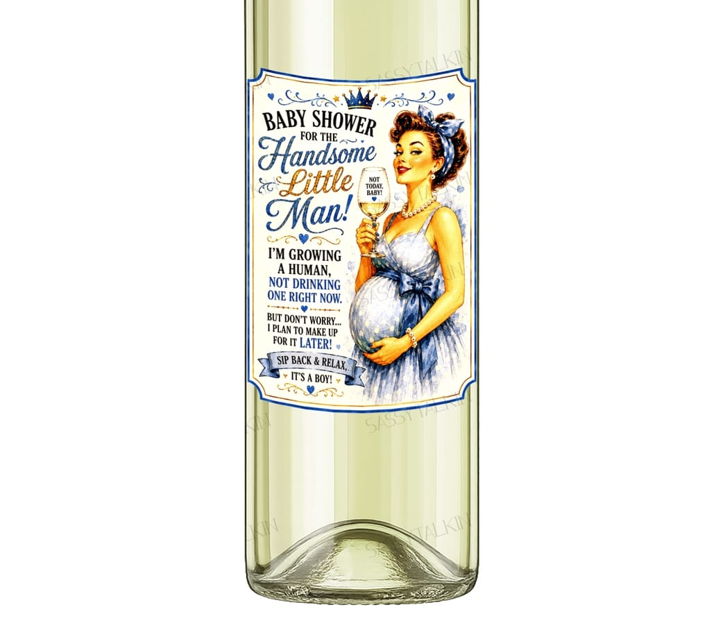 Sassy Talkin Sassy Vine Boy Baby Shower Wine Label - Little Miss Muffin Children & Home