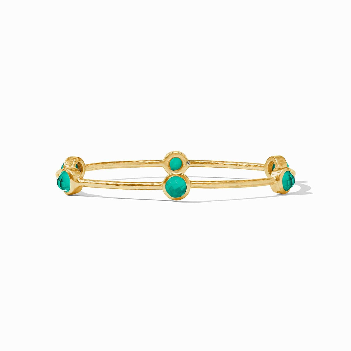 Milano Luxe Bangle with Iridescent Emerald Green Stones