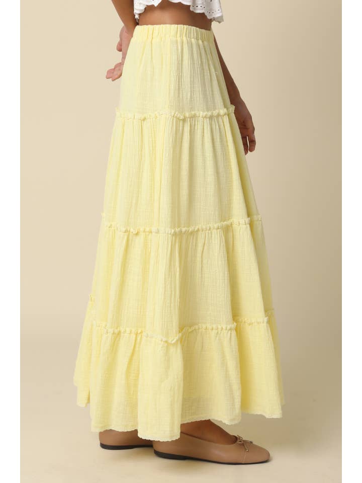 Brooke Tiered Maxi Skirt in Butter