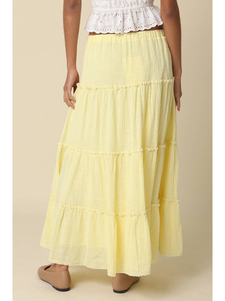 Brooke Tiered Maxi Skirt in Butter