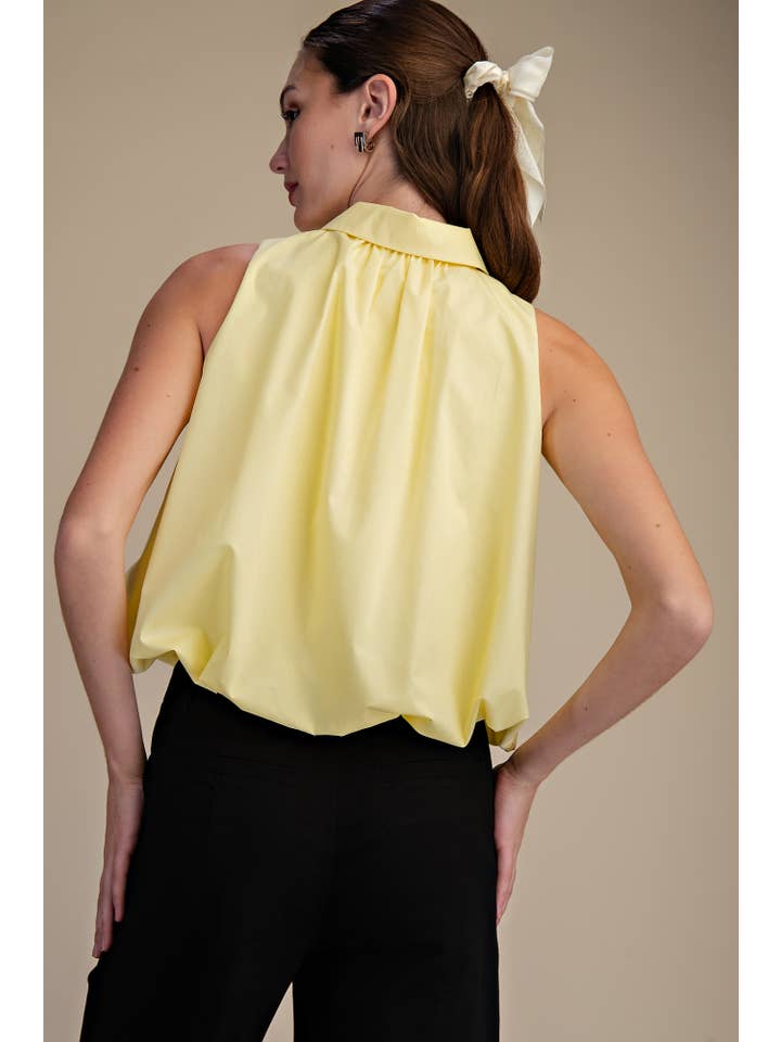 Bubble Hem Sleeveless Shirt Top, 2 Colors Available