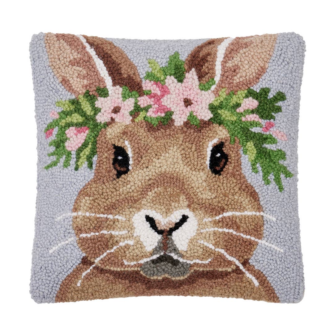 Peking Handicraft Bunny with Floral Crown Hook Pillow - Little Miss Muffin Children & Home