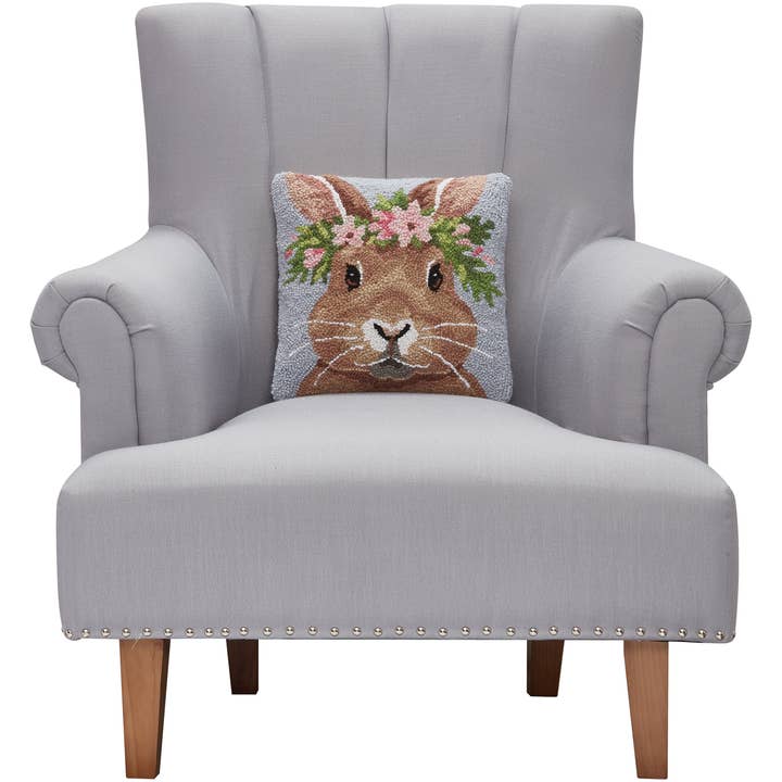 Peking Handicraft Bunny with Floral Crown Hook Pillow - Little Miss Muffin Children & Home