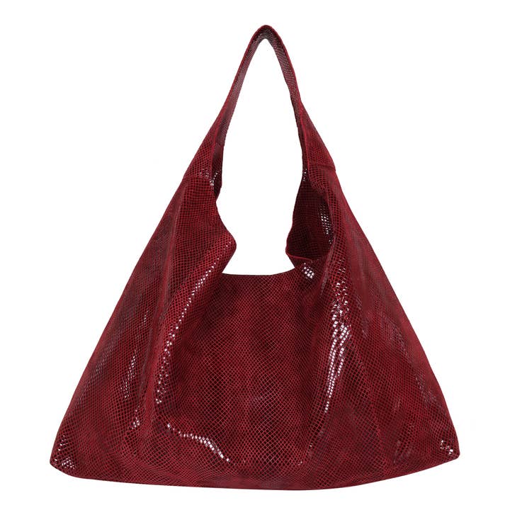 Burgundy Lindsey Handcrafted Leather Tote Shoulder Bag