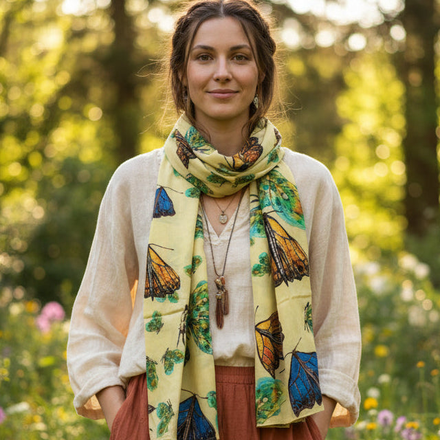 Butterfly Creation Cotton Scarf