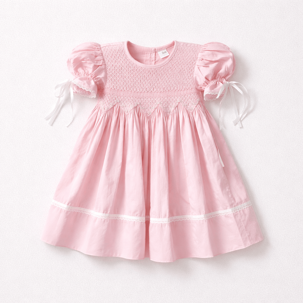 Lulu Bebe Nicole Smocked Bodice Dress in Pink - Little Miss Muffin Children & Home
