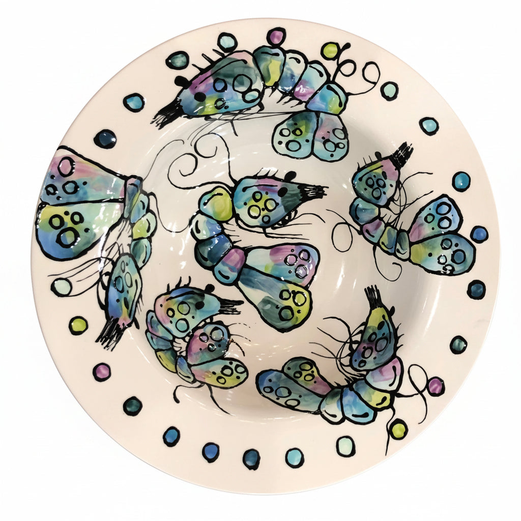 Jan Salzer Art Rainbow Shrimp Round Bowl - Little Miss Muffin Children & Home