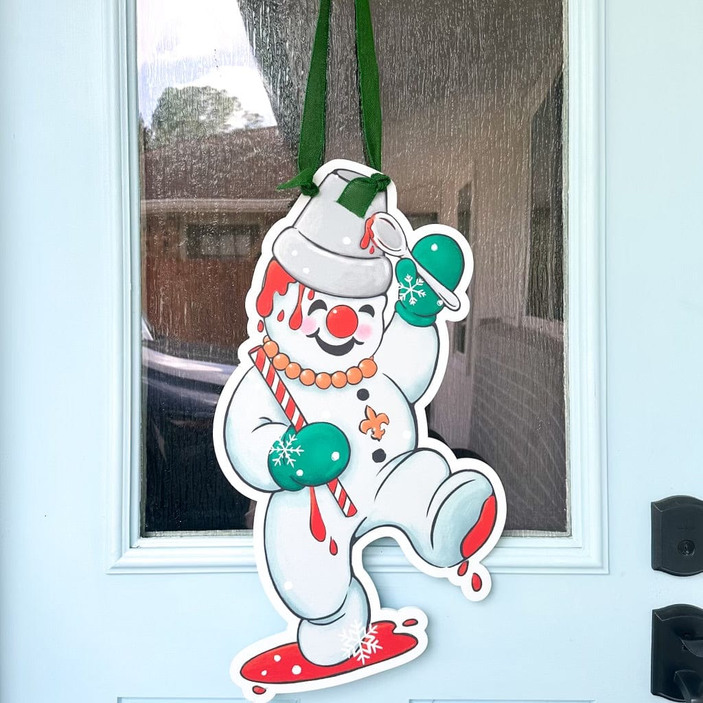 Mr jingle snowball Christmas door hanger