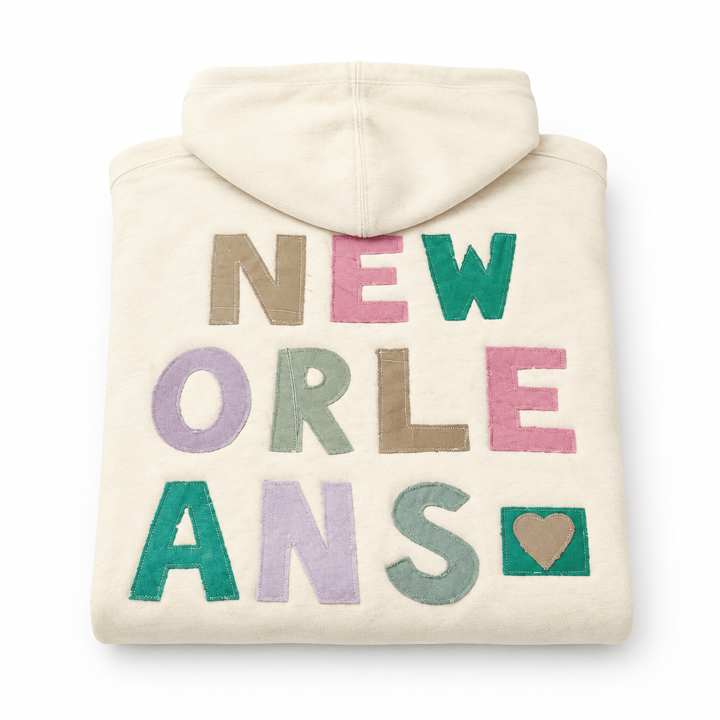 New Orleans Letter Patchwork Hoodie - Em's Threads